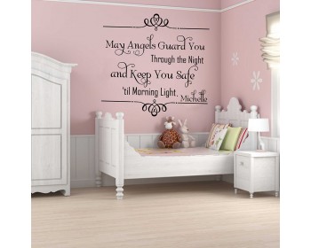 May Angel Guard You Through the Night And Keep You Safe Until the Morning Light-Nursery wall art-Love wall quote 